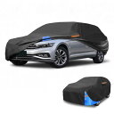 Partuto 1 Pc ユニバーサルカーカバー 防水オールウェザー自動車用屋外用アンチUV日光雨保護フルエクステリアカバー 190Tポリエステル ブラックブル...