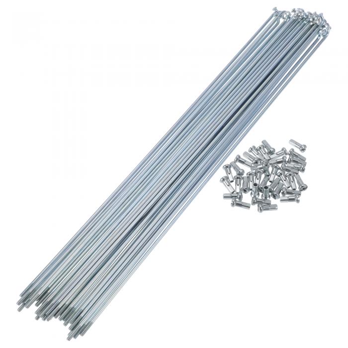 TUCKBOLD 自転車スポーク バイクホイールスポーク シルバートーンニップル 1セット 13G 275mm 長さ 45鋼 亜鉛メッキ(4)