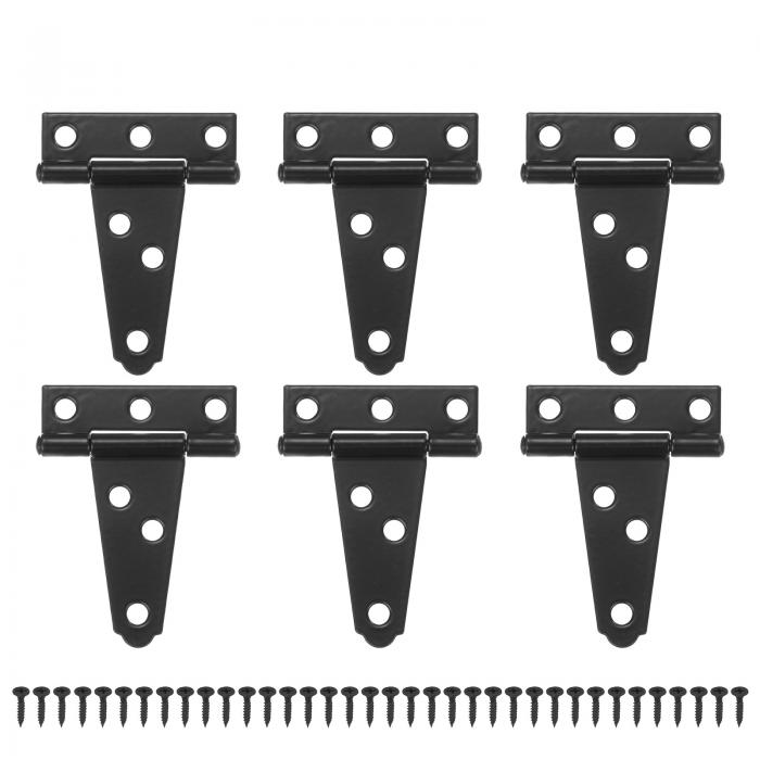 M METERXITY 6パックのアイアンTストラップシェッドドアヒンジ 2 "の納屋のゲートヒンジ 木製フェンス/ヤード/納屋のためのヒンジ付きのたんぞうハードウェア[ブ ラ ック]