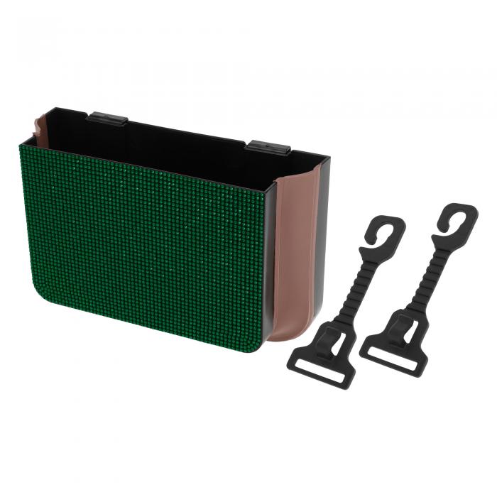 TUCKBOLD 車用ゴミ箱 ポータブル フロントシート用 ゴミ箱 グリーン 1個 9.8インチ 長さ 3.2インチ 幅 6.3インチ 高さ フォーレザー