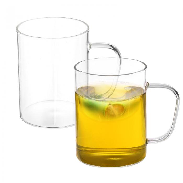 PATIKIL 500mlガラス計量カップ 2個セット3.3ホウケイ酸ガラスマグ液体カップビーカー キッチン用クリ..