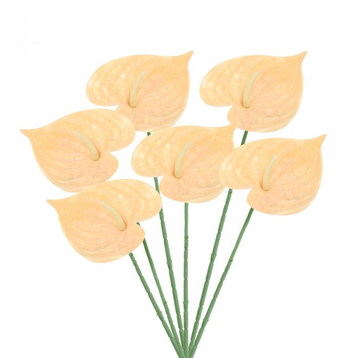 PATIKIL 13" 人工アンスリウムリリーの花 6個セット 永久花フラワーアレンジメントブーケ ホームデコレ..