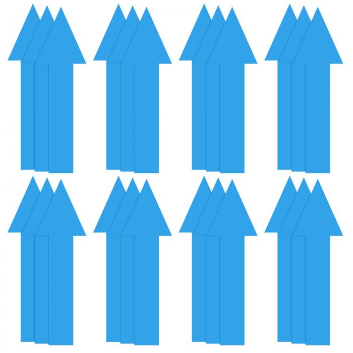 M METERXITY 24パックの矢印ステッカー 6インチPVC自己粘着矢印サイン 床 道路 壁 オフィスのマーキング 道路指示用 防水矢印ステッカー[青]