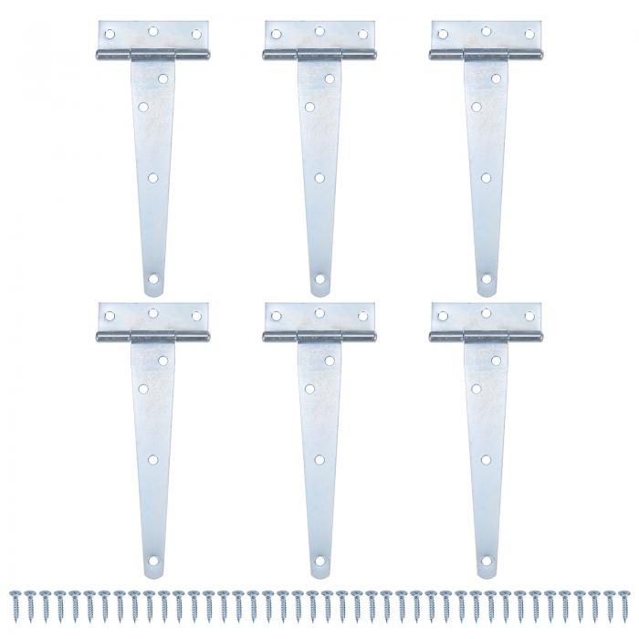 M METERXITY 6個入りのアイアンTストラップシェッドドアヒンジ 9.8 "の納屋のドアゲートヒンジ 木製フェンス/ヤード/納屋のためのヒンジ付きワイヤードハードウェア[ホワイト]