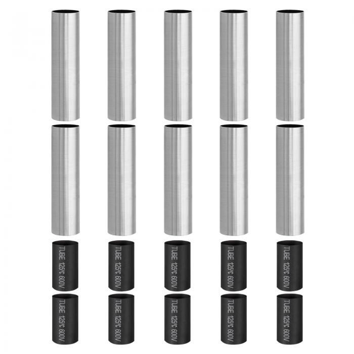 PATIKIL 3.5"キャンドルカバースリーブ 10個 金属製 E12 シャンデリア ソケット スリーブ 断熱性 熱収縮性 難燃性チューブ ランプ用電球ライト ベース ホルダー付き クロム