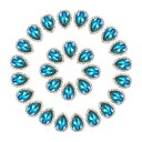 PATIKIL 0.5" Sew on Rhinestones、50個のティアドロップ水晶ラインストーンポイン トバック宝石メタルフラットバック、クラフトシューズドレス服イヤリングベルト縫製装飾用、レイクブルー