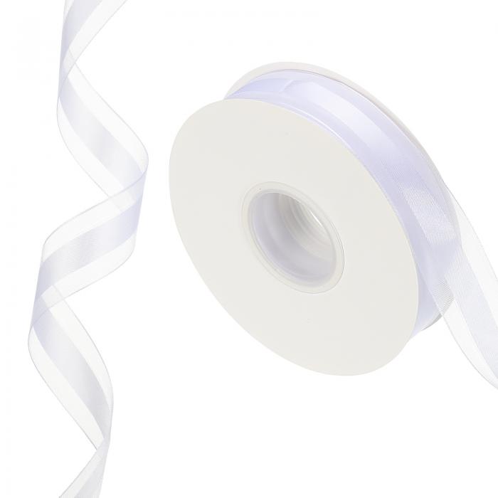 PATIKIL 50ヤード×1" ストライプリボン ホワイトキャンディリボンロール クリスマスクラフトリース誕生日結婚式祭り装飾用