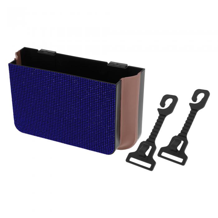 TUCKBOLD 車用ゴミ箱 ポータブル フロントシート用 ゴミ箱 ブルー 1個 9.8インチ 長さ 3.2インチ 幅 6.3インチ 高さ フォーレザー