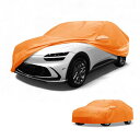 Partuto カーカバー 防水 オールウェザー 自動車用 アウトドア アンチUV 日光 雨保護 ジェネシス GV60 210D-PU オレンジ W/ジッパー(2)