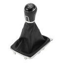 INFINAUTO VWに対応 Passat 2013-2021用のプラスチック製の黒いフェイクレザー製の5速マニュアルギアシフトノブカバー付き ギアボックスス...