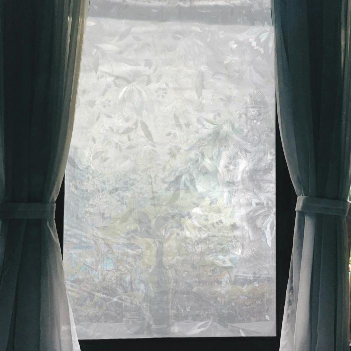 CAPASTEC 花柄の窓用プライバシーフィルム、自己粘着ガラス窓ステッカー、家庭用オフィス用窓プライバ..