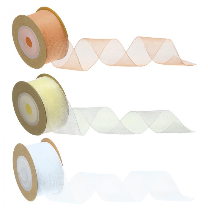 uxcell 3ロールのシアーオーガ ンザリボン、オーガ ンザリボン1インチ10ヤード、ギフトラッピング、ク..