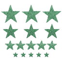 uxcell 16個 アイロンパッチ スターラインストーンアップリケ グリッターエンブロイダリーパッチ 緑アイロンラインストーン クラフトバッグ帽子パンツ用 4...