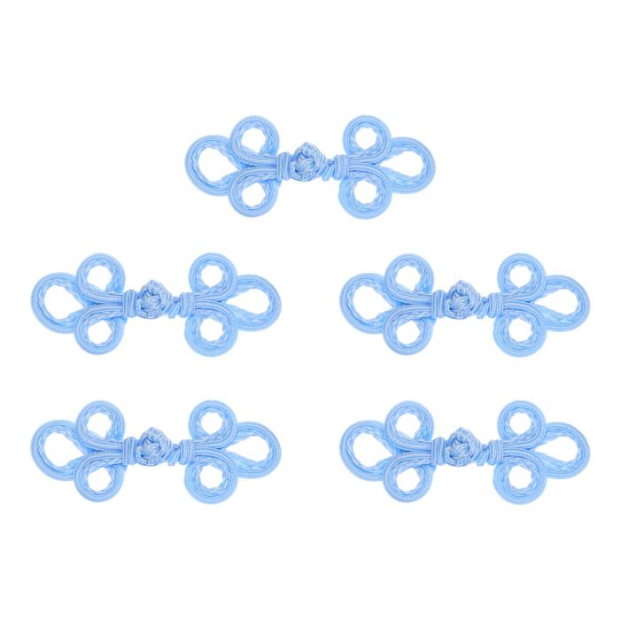 uxcell 5組 中国結びフロッグボタンクロージャー ブルー 手芸用ボタン ファスナー DIY ファッション コ..