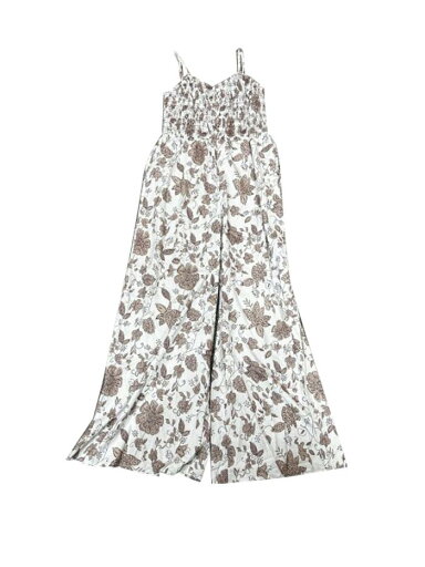 Allegra K レディース ジャンプスーツ スパゲッティストラップ ノースリーブ ワイドレッグパンツ フローラル ロンパー ベージュ XS Allegra K レディース ジャンプスーツ スパゲッティストラップ ノースリーブ ワイドレッグパンツ フローラル ロンパー ベージュ XS