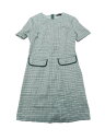 Allegra K チェックワンピース 半袖ドレス ビンテージ 千鳥格子 ラウンドネック 通勤 レディース グリーン XS(4)