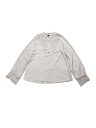 Allegra K レディース ヴィンテージ ボタンダウン シャツ レース パッチワーク 長袖 スタンドカラー カジュアル ワークトップ ベージュ S