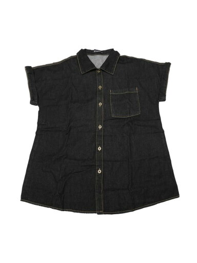 Allegra K レディース デニムシャツ 半袖 ボタンダウン クラシック ジーンズ シャツ トップス ブラック M Allegra K レディース デニムシャツ 半袖 ボタンダウン クラシック ジーンズ シャツ トップス ブラック M