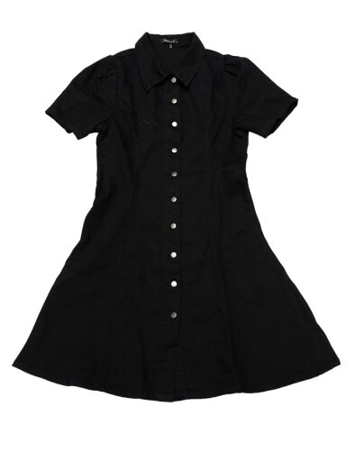 Allegra K レディース デニムドレス パフスリーブ ボタンダウンカラー ジーンズ Aラインドレス ブラック M Allegra K レディース デニムドレス パフスリーブ ボタンダウンカラー ジーンズ Aラインドレス ブラック M