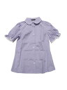 Allegra K 丸襟 ブラウス ボタンダウンシャツ ビンテージ コントラスト トリム パフ半袖 レディース ライトパープル XL