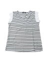Allegra K レディース 夏 カジュアル ブラウス Vネック レース パッチワーク ストライプ Tシャツ 半袖 トップス ホワイト XS