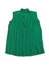 Allegra K 夏用ノースリーブビジネスカジュアルタンクトップ、レディース春用タイネックラインプリーツブラウス グリーン S(4)