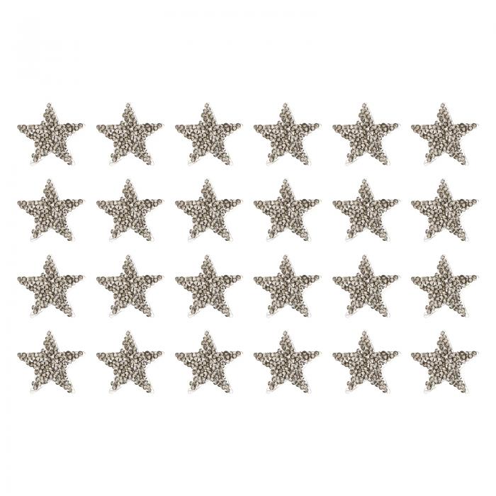 uxcell 24個 星アイロンパッチ スターラインストーン接着アップリケ 4cm パッチを縫い付けて DIY クラフト 服修理 靴 バッグ 帽子 装飾 グレー