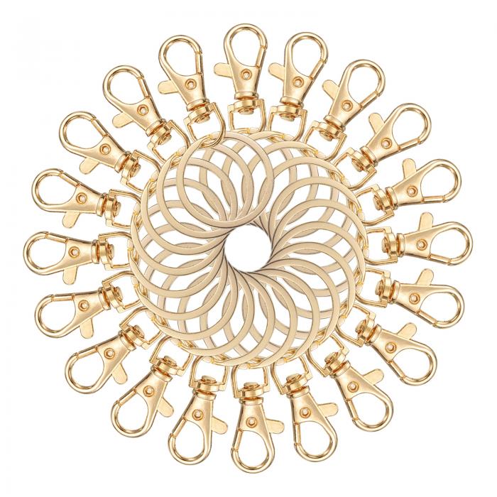 uxcell 20個 スイベルスナップフックとキーリング メタルキーチェーンランヤードクリップクラ スプ DIYキーチェーンジュ エリーリークラフト用 ローズ金色