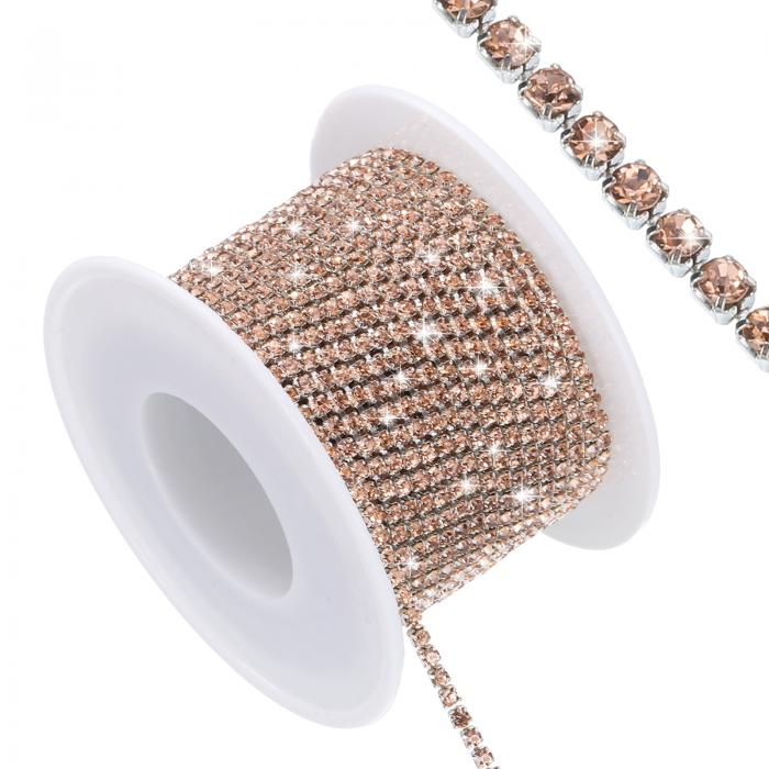 uxcell 11ヤード水晶ラインストーンクローズチェーントリム 宝石メイキング用水晶ラインストーンダイヤモンドストリップ ラインストーンブリングソーイングエンベリッシュメント シャンパンラインストーンシルバーベース付き