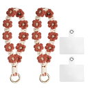 uxcell 2個の携帯電話リストストラップ、テザータブ付きの携帯電話ランヤードブレスレット、手作りスマートフォンリストレットキーチェーン、女性や少女向けの紛失防止携帯電話チェーン、赤