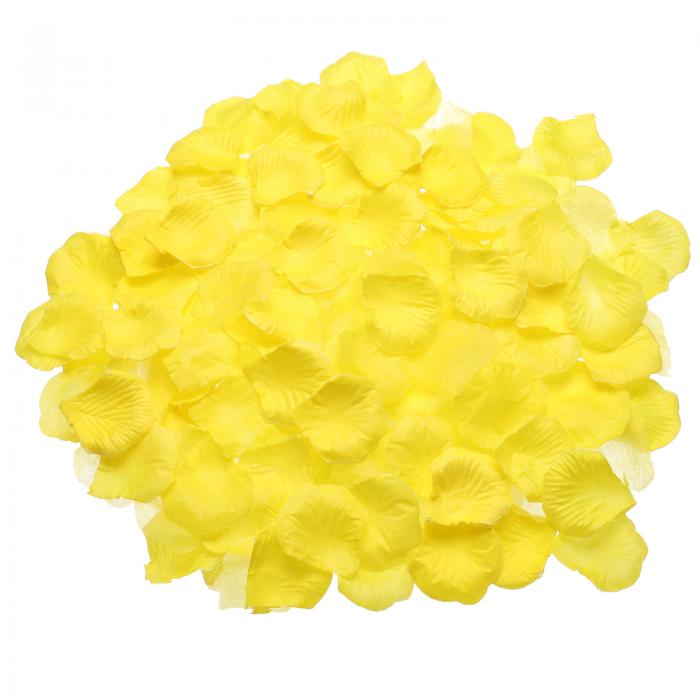 uxcell 結婚式用の5000個のシルクフェイクフラワーペタル、ウェディングコンフェッティ用の人工バラの花びら、バレンタインデーのプロポーズの花びら装飾（イエロー）(3)