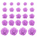 uxcell 60個のライトパープル樹脂バラの花ビーズ 5サイズのフラットバック花チャ ーム不透明な彫刻バラビーズDIYジュ エリー作り爪サングラスシューズヘア...
