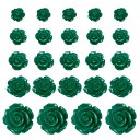 uxcell 60個のダークグ リーン樹脂バラの花ビーズ 5サイズのフラットバック花チャ ーム不透明な彫刻バラビーズDIYジュ エリー作り爪サングラスシューズヘ...