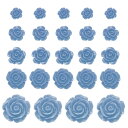 uxcell 60個の青い樹脂バラの花ビーズ 5サイズのフラットバック花チャ ーム不透明な彫刻バラビーズDIYジュ エリー作りネイルサングラスシューズヘアクリッ...