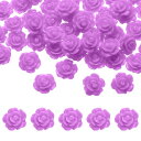 uxcell 50個のライトパープル樹脂バラの花ビーズ 10mmフラットバック花チャ ーム不透明な彫刻バラビーズDIYジュ エリー作りネイルサングラスシューズヘ...