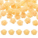 uxcell 50個のシャンパンゴ ールド樹脂バラの花ビーズ 10mmフラットバック花チャ ーム不透明な彫刻バラビーズDIYジュ エリー作りネイルサングラスシュ...