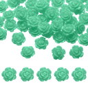 uxcell 50個のシアンレジンバラフラワービーズ 10mmフラットバックフラワーチャ ーム不透明な彫刻バラビーズDIYジュ エリー作りネイルサングラスシュー...