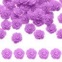 uxcell 50個のライトパープル樹脂バラの花ビーズ 20mmフラットバック花チャ ーム不透明な彫刻バラビーズDIYジュ エリー作り爪サングラスシューズヘアク...