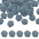 uxcell 50個のグレー樹脂バラの花ビーズ 20mmフラットバック花チャ ーム不透明な彫りバラビーズDIYジュ エリー作りネイルサングラスシューズヘアクリッ...