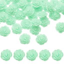 uxcell 50個のライトグ リーン樹脂バラの花ビーズ 20mmフラットバック花チャ ーム不透明な彫刻バラビーズDIYジュ エリー作りネイルサングラスシューズ...