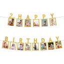 uxcell 2歳の誕生日フォトバナー 1から12ヶ月までの最初の誕生日の装飾 成長フォト用品 写真ディスプレイ 14枚 ゴー ルド