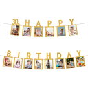 uxcell 30歳の誕生日フォトバナー 1から12ヶ月までの最初の誕生日の装飾 成長フォト用品 写真ディスプレイ 14枚 ゴー ルド