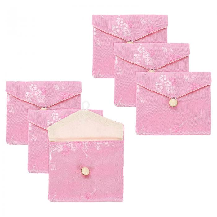 uxcell 6個の宝飾品ポーチ中国風シルクパースポーチ小旅行宝飾品オーガナイザーバッグサテン刺繍バッグ..