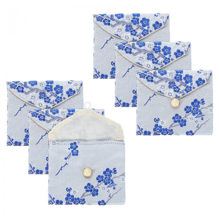 uxcell 6個の宝飾品ポーチ中国風シルクパースポーチ小旅行宝飾品オーガナイザーバッグサテン刺繍バッグ..