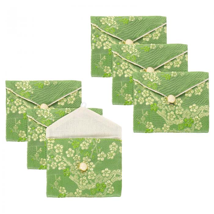 uxcell 6個の宝飾品ポーチ中国風シルクパースポーチ小旅行宝飾品オーガナイザーバッグサテン刺繍バッグ..