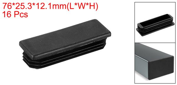 uxcell 16個の長方形のチューブエンドキャップ3 x 1インチプラスチックホールプラグメタルチューブポストチェアレッグテーブル本棚家具用、黒