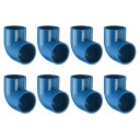 uxcell 8個1" 90度エルボーパイプ継手 家具用グレード2ウェイ90度エルボーPVCコーナーアダプター DIY構造家具ガーデン棚接続用 ブルー