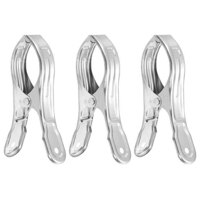 uxcell 3個のステンレス製洗濯バサミ4.8インチプールカバークリップ洗濯物ピンビーチタオルチェアクリ..