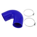 X AUTOHAUX シリコンホース シリコンチューブ エルボ135度 ブルー 長さ102mm+102mm 内径76mm ホースバンド付き 自動車 建設機械 工...