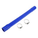 X AUTOHAUX ブルー 長さ400mm 内径28mm ホースバンド付き シリコンホース 耐油ホース エアダクトホース フレキシブルエキゾーストホース 自由に曲がる フレシキブルホース 車 シリコン蛇腹ホース リターンホース シリコンチューブ 耐腐食性 燃料ホース